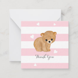 Rosa Bear Heart Tackkort-kort Anteckningskort