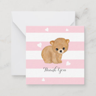 Rosa Bear Heart Tackkort-kort Anteckningskort