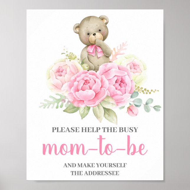 Rosa Bear Help Mamma, adressatens tecken Poster (Framsidan)