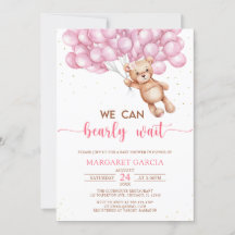 Rosa Bear med Nallen Balloons Baby Shower