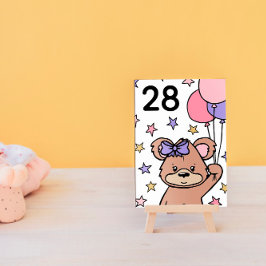 Rosa Bear Thated Girl Baby Shower Bordsnummer