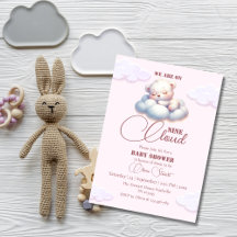 Rosa Bear Vi är på molnet med nio babyskor