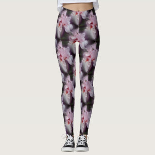 Rosa Beared Iris Flower Mönster Leggings