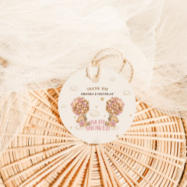Rosa Bears Twillingars Girl Shower Tack Gåvor Etiketter