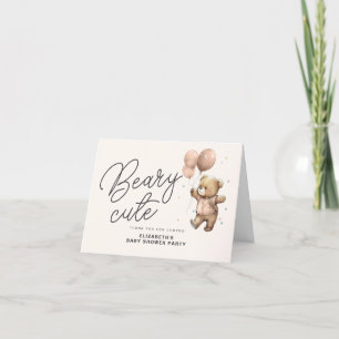  Rosa Beary Cute Baby Shower Tack Kort