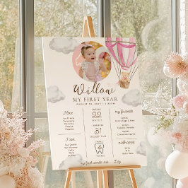 Rosa Beary First Birthday Milestone-tidslinje Poster