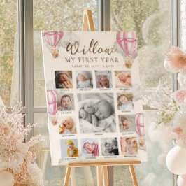 Rosa Bearys Första Födelsedags Foto Tidslinje Poster