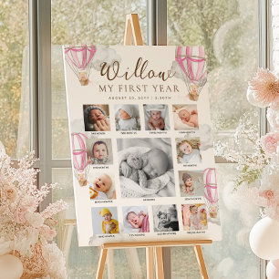 Rosa Bearys Första Födelsedags Foto Tidslinje Poster