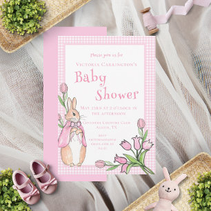 Rosa Beatrix Potter Djurtema Babykläder Inbjudningar