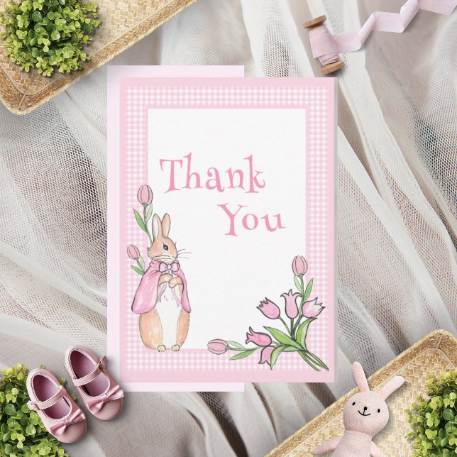 Rosa Beatrix Potter Play Animal Theme Baby Shower Tack Kort (Skapare uppladdad)
