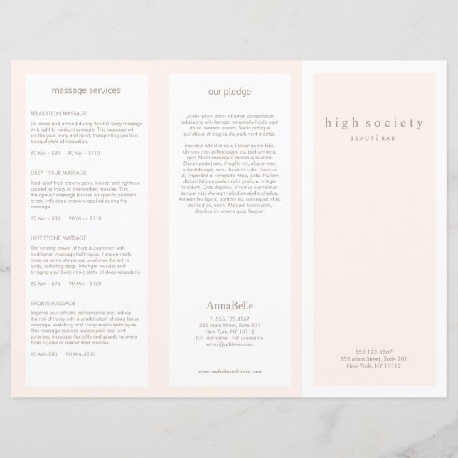  Rosa Beauty Hair Salon Spa TriFold Brochure (Framsida)