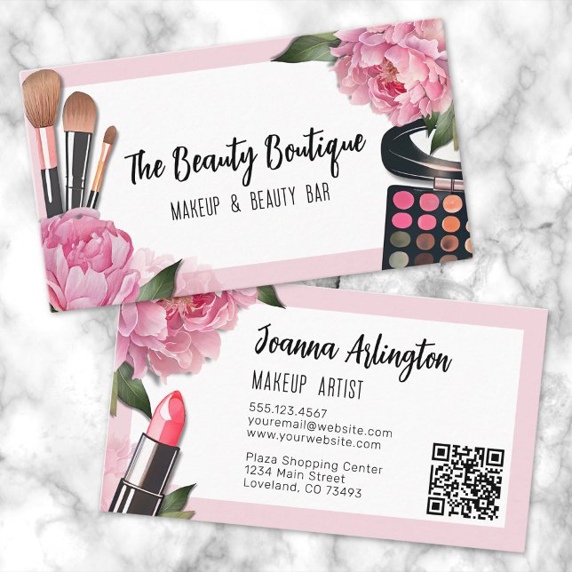 Rosa Beauty Makeup Artist Visitkort (Pink Beauty Makeup Artist Business Card )