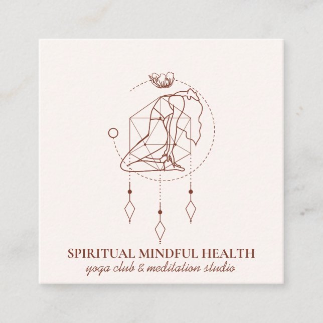 Rosa  Beauty Meditation Chakra Yoga Coach Fyrkantigt Visitkort (Framsida)