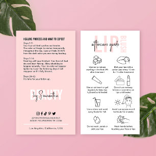 Rosa Beauty på lep Blushing Aftercare Instruktione Visitkort