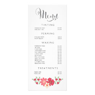 Rosa Beauty Salon Beautician Menu Pris List Reklamkort