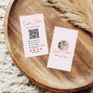 Rosa Beauty Salon Scannable QR Code Photo Visitkort