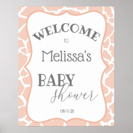 Rosa Bebis Flicka Giraff Bebis Bjudning Poster