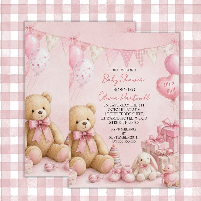 Rosa Bebisens Första Dag Inbjudningar (Skapare uppladdad)