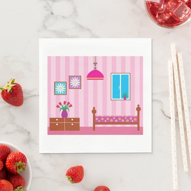 Rosa Bedroom Papper Napkins Pappersservett (Skapare uppladdad)