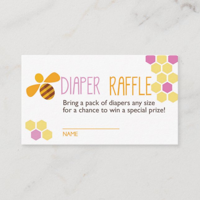 Rosa Bee Diaper Raffle Biljett Tilläggskort (Framsida)