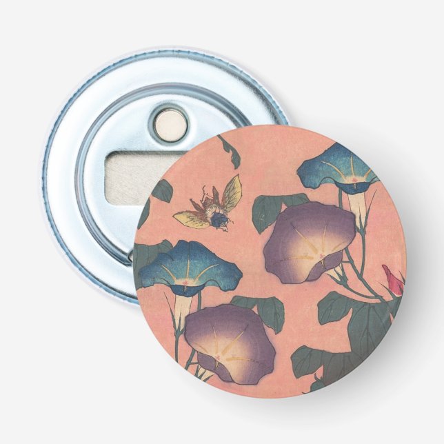 Rosa Bee Flower Classic Hokusai Art Flasköppnare (Framsidan)