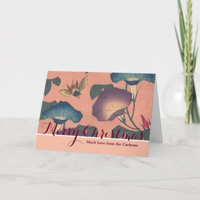 Rosa Bee Flower Classic Hokusai Art Helgkort (Framsida)