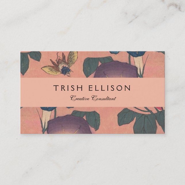 Rosa Bee Flower Classic Hokusai Art Visitkort (Framsida)