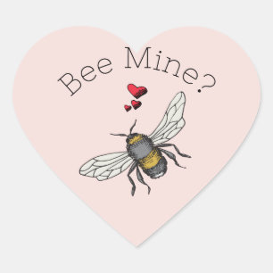  Rosa Bee Mine Valentine Day Hjärtformat Klistermärke