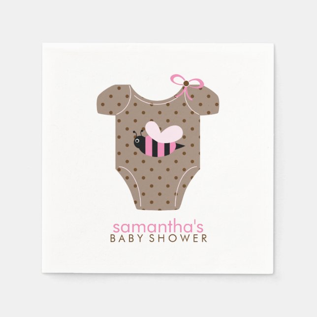 Rosa Bee Outfit Girl Baby Shower Pappersservett (Framsidan)