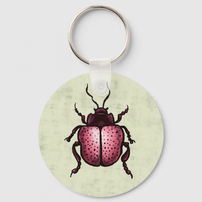 Rosa Beetle Cute Kryp Art - Insekt Älskare Nyckelring (Framsida)