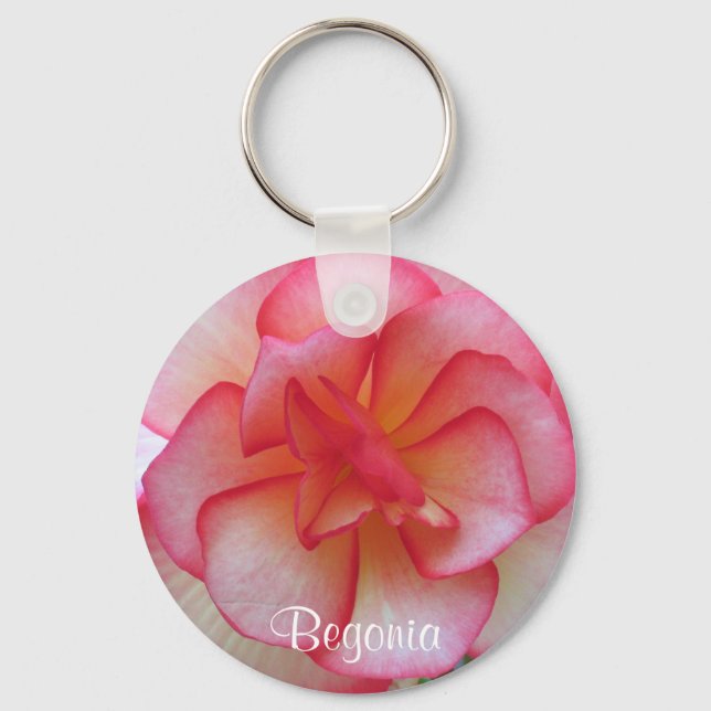 Rosa Begonia Keychain Nyckelring (Framsida)