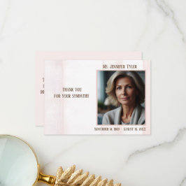 Rosa-begravningsminne från familjen tack kort