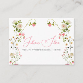 Rosa Beige Aesthetic Blommigt Watercolor Visitkort