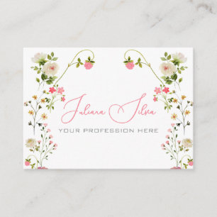 Rosa Beige Aesthetic Blommigt Watercolor Visitkort