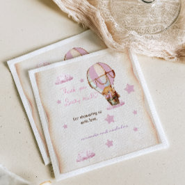 Rosa Beige Babybjörn Varm Luft Ballong Rustik Pappersservett
