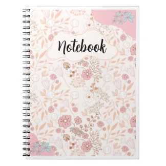 Rosa Beige Blommönster - Feminint Elegant Anteckningsbok