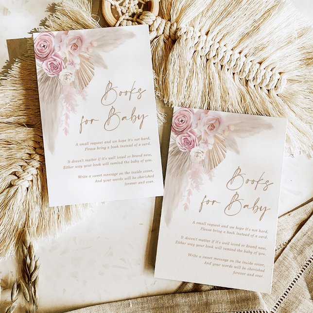 Rosa Beige Boho Pampas Blommigt Bokar för Flicka Tilläggskort (Skapare uppladdad)