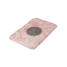 Rosa Beige Grått Marble Monogram Bath Mat