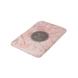Rosa Beige Grått Marble Monogram Bath Mat Badrumsmatta