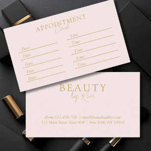 Rosa & Beige-Guld, minimal Elegant, Salon Tidsbeställning Kort