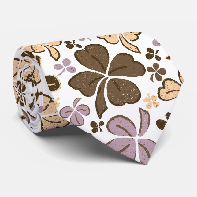Rosa Beige Lucky Klöver Shamrock Mönster Slips (Rullad)
