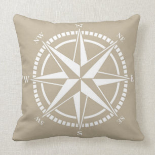 Rosa beige nautiskt för kompass kudde