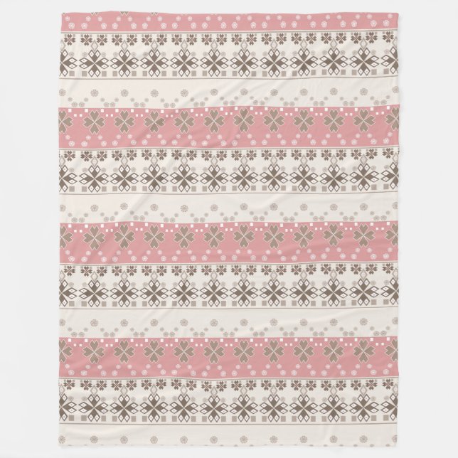 Rosa beige ornament fleecefilt (Framsidan)