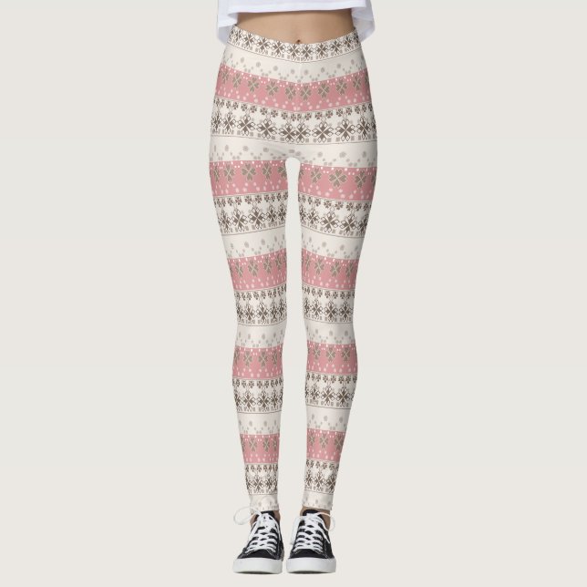 Rosa beige ornament leggings (Framsida)