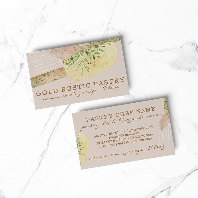 Rosa Beige Pastry Chef Cake cafe spatula bakeri Visitkort (bakery business  chef)