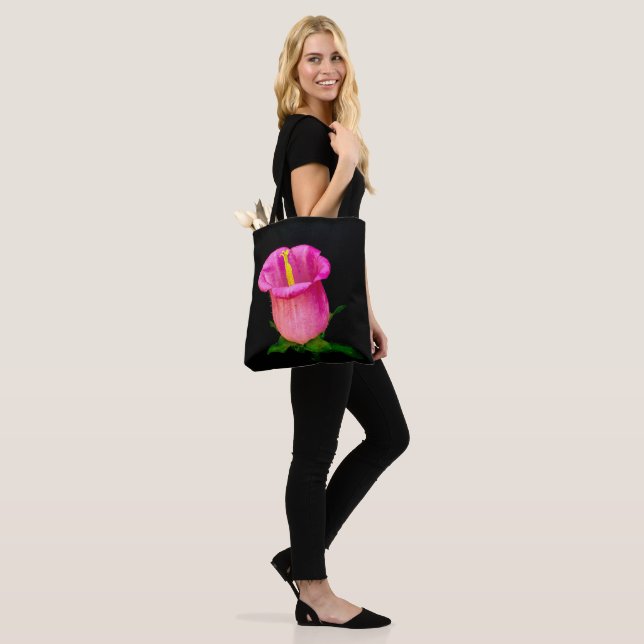 Rosa BellblommBlack Background Tygkasse (På modell)
