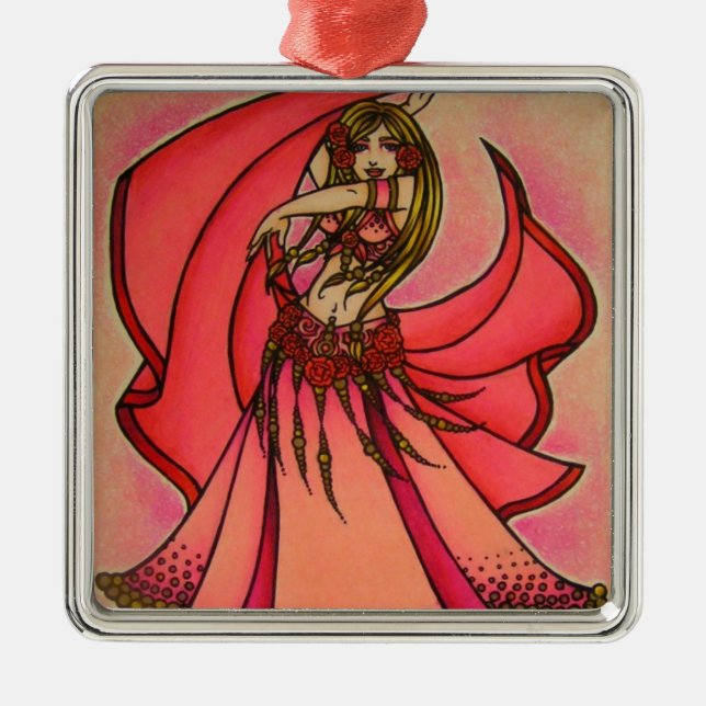 Rosa Belly dancer Julgransprydnad Metall (Framsidan)