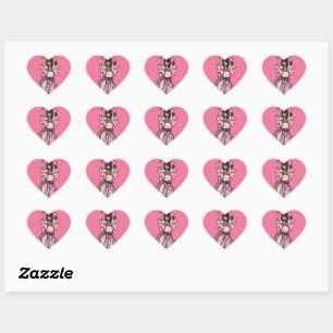 Rosa Belly Dancer Valentine Day Heart Hjärtformat Klistermärke