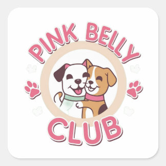Rosa Belly Klubb Duo Sticker Square-etikett Fyrkantigt Klistermärke