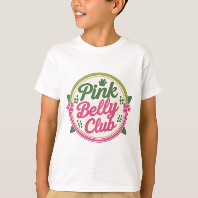 Rosa Belly Klubb Logotyp Barn T-Shirt (Framsida)